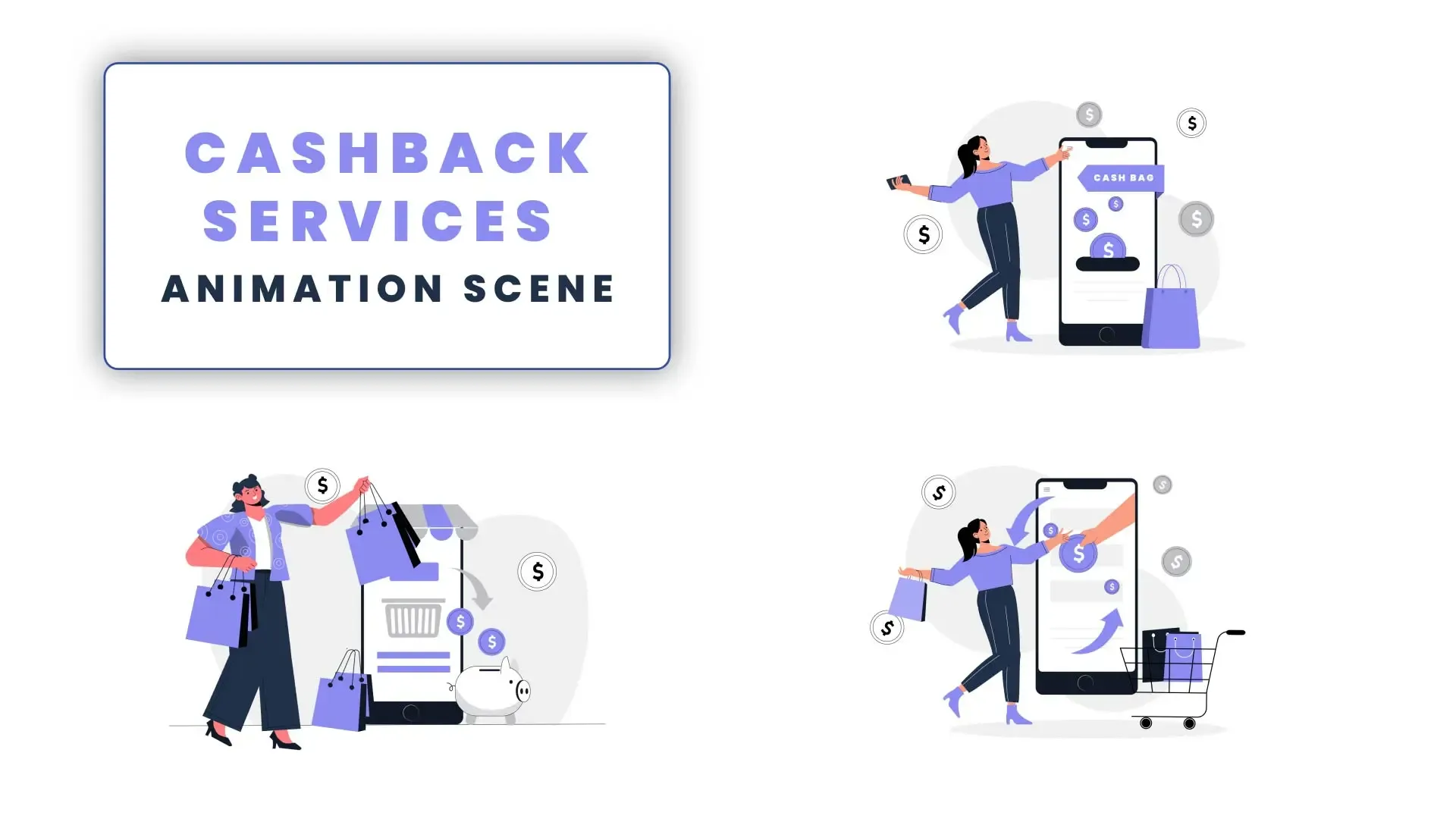 Cashback App Services Shopping Rewards Animation Scene